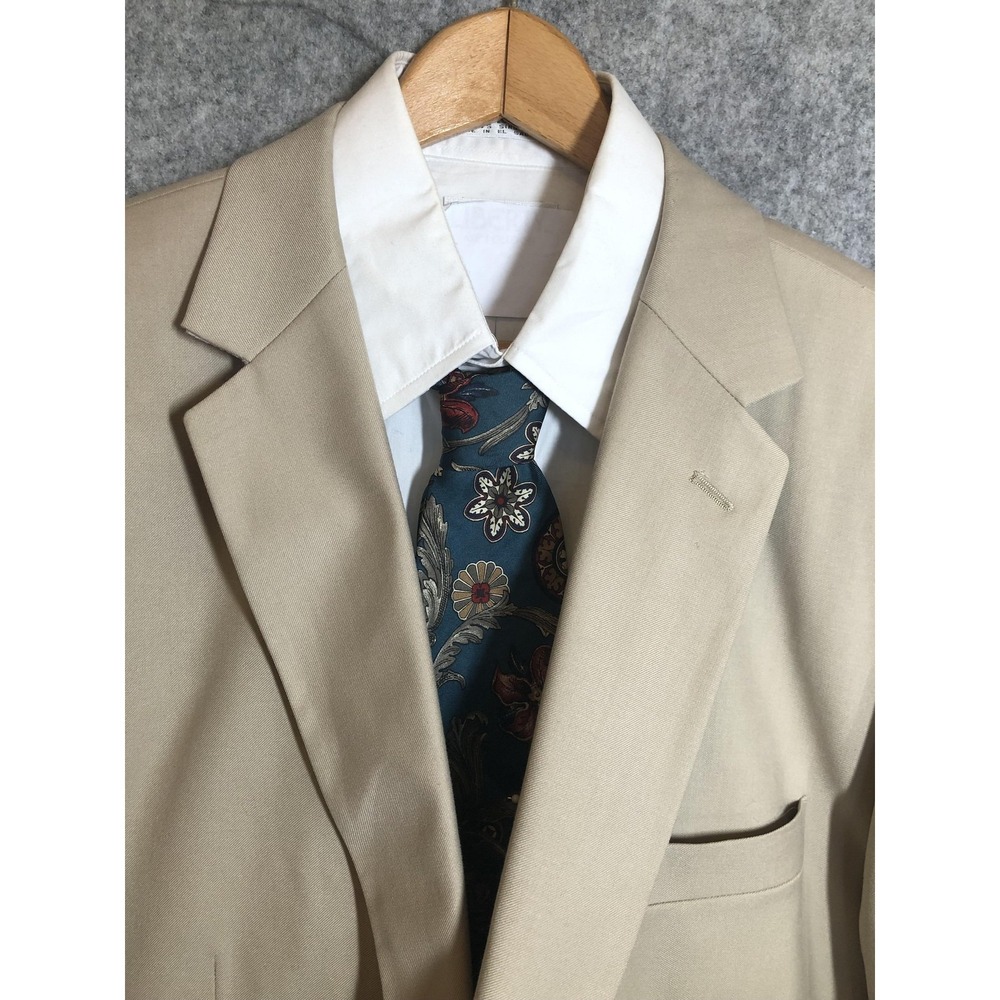Giorgio Fiorelli Suit Jacket Mens 52 Beige Two Button Notch Lapel Classic Blend